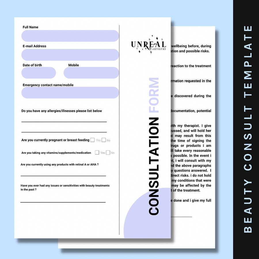 Downloadable Beauty consult form
