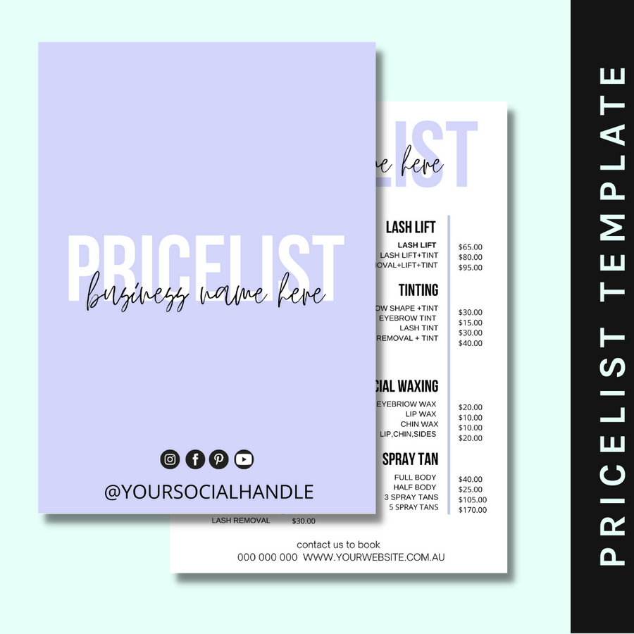 Downloadable price-list template